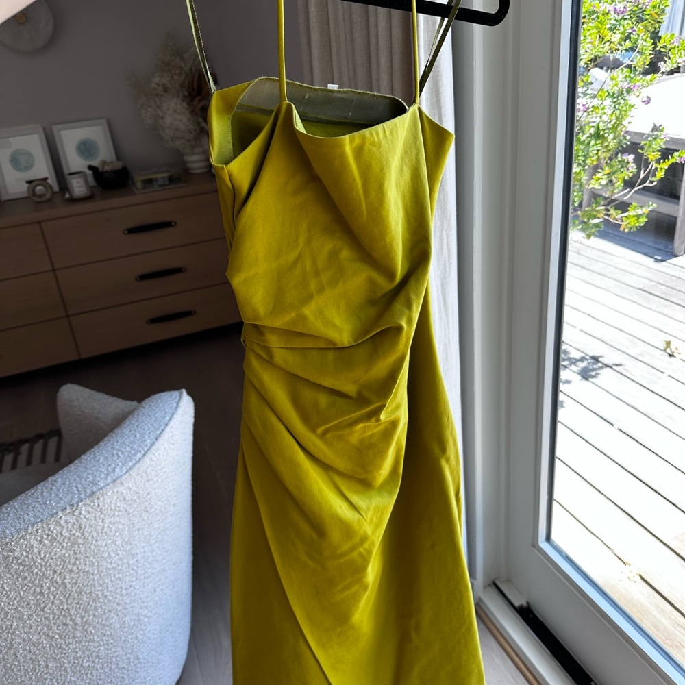 A.L.C. Green Asymmetrical Sheath Dress Spaghetti Strap